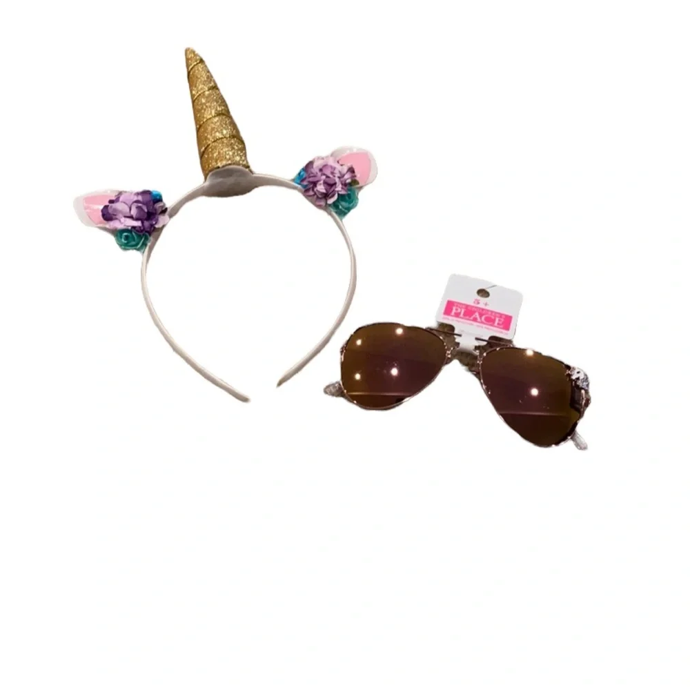 Children’s Place Kids Sunglasses Unicorn Aviator Style and Unicorn Headband
